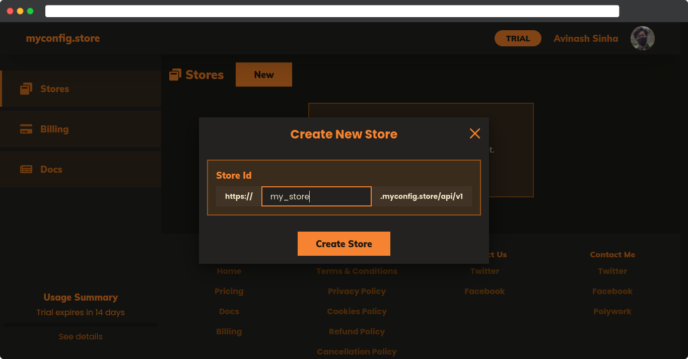 Create New Store